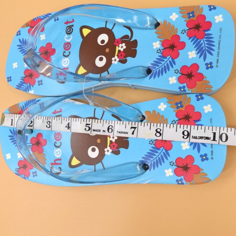 Vintage 2005 Sanrio Hello Kitty Chococat Flip Flops Womens Size Large Blue - Picture 9 of 12